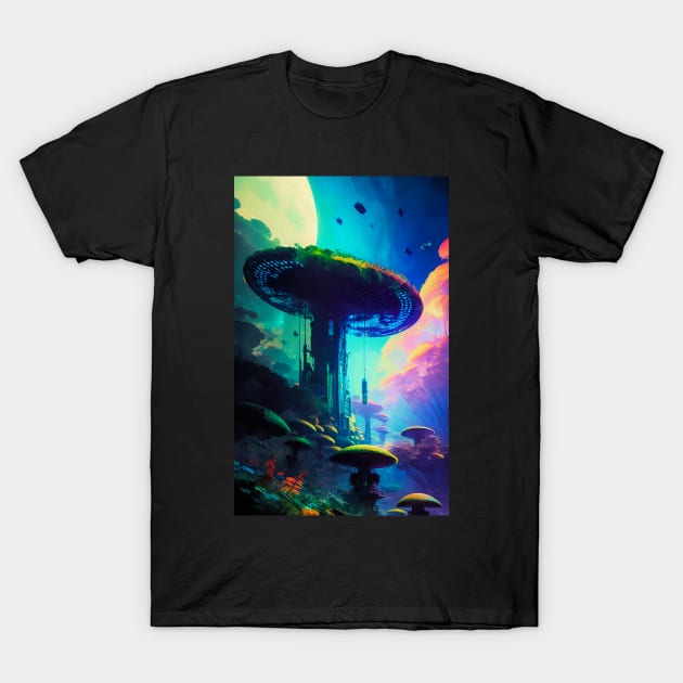 Abstract Another World Mushroom Citadel T-Shirt by Voodoo Production